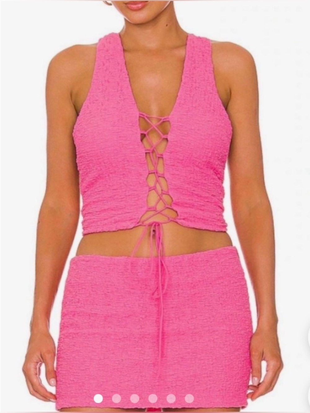 h:ours Revolve Aly Micro Skirt and Raine top in Hot Pink
